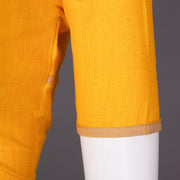 Yellow Handcrafted Slub Cotton Solid Style Blouse 10073193