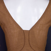 Brown Handcrafted Cotton Solid Blouse 10073208