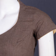 Brown Handcrafted Cotton Solid Blouse 10073217