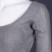 Grey Handcrafted Cotton Solid Blouse 10073227