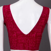 Red Kutchi Hand Block Printed Cotton Blouse 10073261