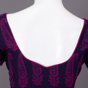 Purple Kutchi Hand Block Printed Cotton Blouse 10073263