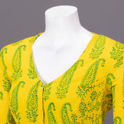 Yellow Kutchi Hand Block Printed Cotton Blouse 10073265