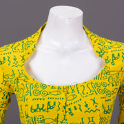 Yellow Kutchi Hand Block Printed Cotton Blouse 10073268