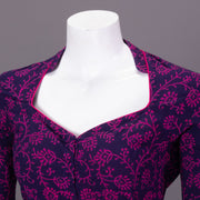Purple Kutchi Hand Block Printed Cotton Blouse 10073269
