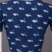 Indigo Hand Block Printed Cotton Blouse 10073278