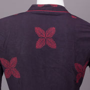 Maroon Hand Block Printed Cotton Blouse 10073299
