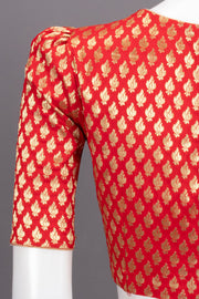 Red Banarasi Silk Blouse 10073454