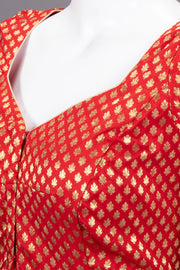 Red Banarasi Silk Blouse 10073458