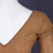 Brown Handcrafted Solid Cotton Blouse 10073658