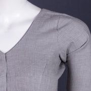 Grey Handcrafted Solid Cotton Blouse 10073667