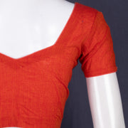  Orange Handcrafted Solid Cotton Blouse 10073691