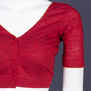 Red Handcrafted Solid Cotton Blouse 10073704