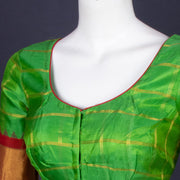 Green Gadwal Silk Blouse 10074435