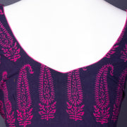 Purple Kutchi Hand Block Printed Cotton Blouse 10074473