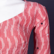 Pink Pochampally Ikat Mirror Work Cotton Blouse 10074523