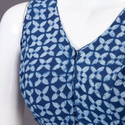Blue Floral Motif Indigo Hand Block Print Cotton Blouse 10074568