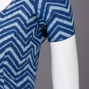 Blue Zigzag Design Indigo Hand Block Print Cotton Blouse 10074571