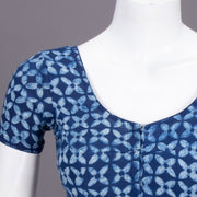 Blue Floral Motif Indigo Hand Block Print Cotton Blouse 10074573