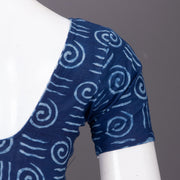 Blue Tribal Motif Indigo Hand Block Print Cotton Blouse 10074575