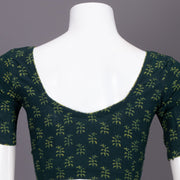 Green Floral Motif Indigo Hand Block Print Cotton Blouse 10074581