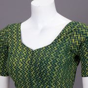 Green Zigzag Design Indigo Hand Block Print Cotton Blouse 10074586