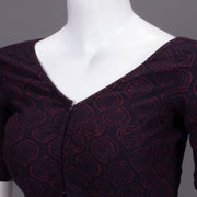 Maroon Floral Motif Indigo Hand Block Print Cotton Blouse 10074596