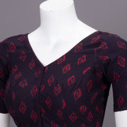Maroon Floral Motif Indigo Hand Block Print Cotton Blouse 10074599