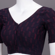 Maroon Floral Motif Indigo Hand Block Print Cotton Blouse 10074600