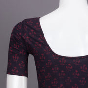Maroon Floral Motif Indigo Hand Block Print Cotton Blouse 10074602