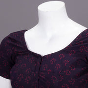 Maroon Floral Motif Indigo Hand Block Print Cotton Blouse 10074603