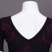 Maroon Floral Motif Indigo Hand Block Print Cotton Blouse 10074606