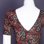 Brown Hand Block Jahota Printed Cotton Blouse 10074996