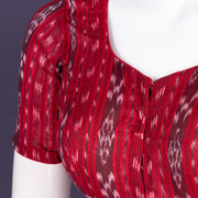 Red Odisha Ikat Cotton Blouse 10075033