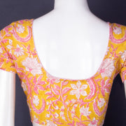 Yellow Handblock Printed Cotton Blouse 10075219