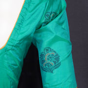 Tropical Teal Green Kanjivaram Soft Silk Blouse With Floral Motifs 10076627