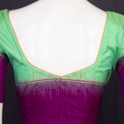 Mint Whisper Green Kanjivaram Soft Silk Blouse With Contrast Border 10076632