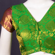 Nature Glow Green Kanjivaram Silk Blouse With Floral Motifs and Floral Border 10076637