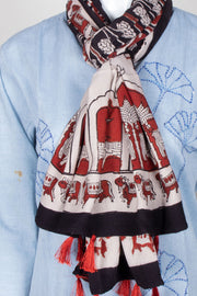 Cream Vanaspathi Modal Silk Cotton Stole 10075283