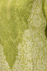 Green Chikankari Embroidery Cotton Kurta 10071466