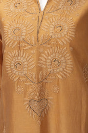 Yellow Chikankari Embroidery Cotton Kurta 10071471