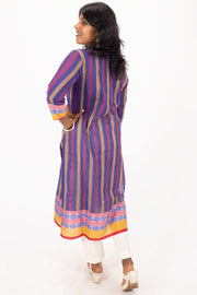 Blue Handcrafted Dhaniakhali Cotton Kurta 10073982