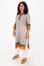 Grey Handcrafted Dhaniakhali Cotton Kurta 10073989