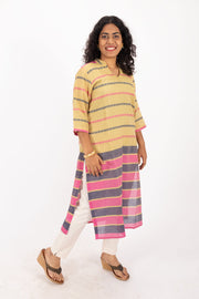 Green Handcrafted Dhaniakhali Cotton Kurta 10073998