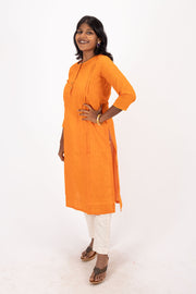 Orange Handcrafted Stripes Kurtas 10074353