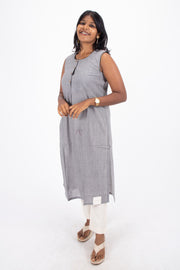 Grey Handcrafted Stripes Kurtas 10074354