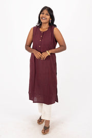 Maroon Handcrafted Stripes Kurtas 10074357