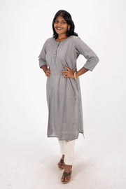Grey Handcrafted Stripes Kurtas 10074360