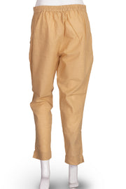 Beige Solid Style Slub Cotton Pant 10075942