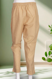 Beige Solid Style Cotton Pant 10062714 